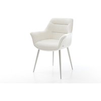 Esszimmerstuhl Kaira-Flex Bouclé Soft Beige 4-Fuß konisch Edelstahl