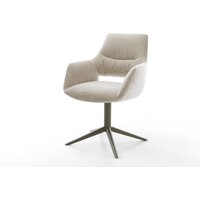 Drehstuhl Yago-Flex mit Armlehnen Webstoff Soft Beige Fußkreuz Effektfinish Titan 360 drehbar Wippfunktion Taschenfederkern