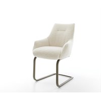 Freischwinger Alja-Flex mit Armlehnen Teddystoff Beige Freischwinger flach Effektfinish Titan Taschenfederkern