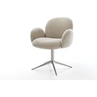 Drehstuhl Nube-Flex mit Armlehnen Webstoff Soft Beige Fußkreuz Edelstahl 360 drehbar Wippfunktion Taschenfederkern
