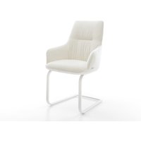 Freischwinger Zelia-Flex mit Armlehnen Bouclé Soft Beige Freischwinger flach Weiß Taschenfederkern