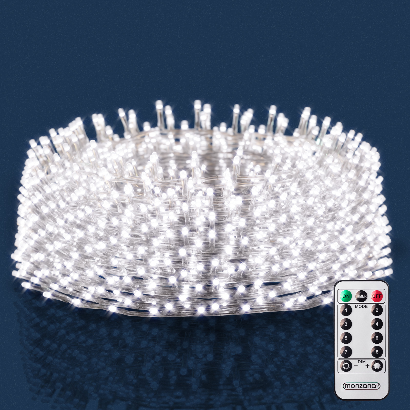 monzana Regenlichterkette LED Kaltweiß 15m Fernbedienung – Bild 3