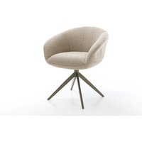 Drehstuhl Vinka-Flex mit Armlehnen Bouclé Schlamm Kreuzgestell breit Effektfinish Titan 360 drehbar Wippfunktion Taschenfederkern