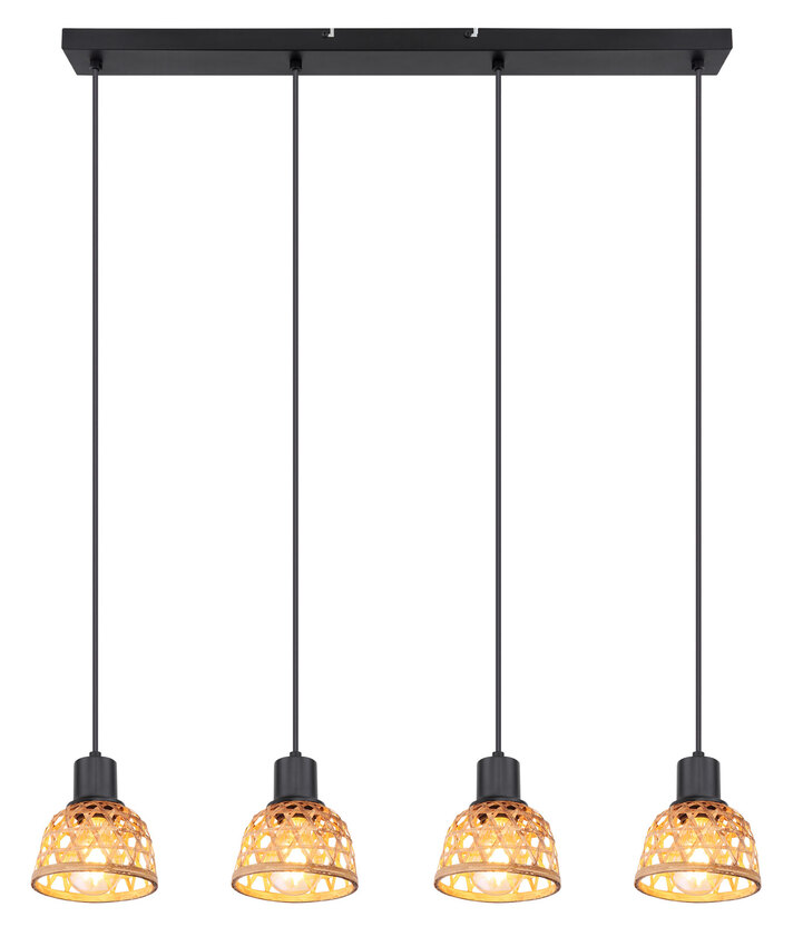 WENNA Pendellampe braun, schwarz 54053-4, B/H/T: 72 x 120 x 13 cm, Metall, Holz – Bild 3