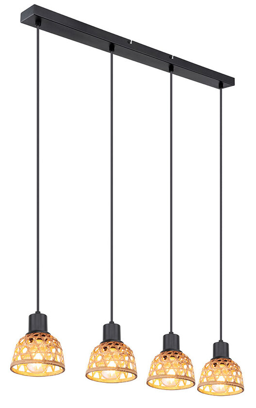 WENNA Pendellampe braun, schwarz 54053-4, B/H/T: 72 x 120 x 13 cm, Metall, Holz – Bild 4
