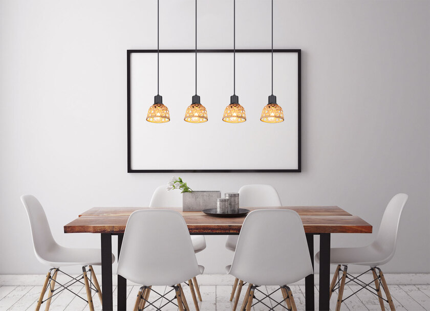 WENNA Pendellampe braun, schwarz 54053-4, B/H/T: 72 x 120 x 13 cm, Metall, Holz – Bild 6