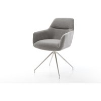 Esszimmerstuhl Pejo-Flex Strukturstoff Soft Grau Kreuzgestell konisch Edelstahl Taschenfederkern