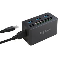 LogiLink USB 3.0 Hub mit All-in-One Card Reader, schwarz