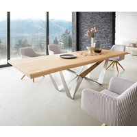 DELIFE Edge Esstisch Eiche Edelstahl