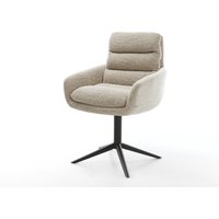 Drehstuhl Abelia-Flex mit Armlehnen Webstoff Soft Beige Fußkreuz Schwarz 360 drehbar Wippfunktion