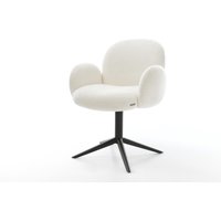 Drehstuhl Nube-Flex mit Armlehnen Bouclé Soft Beige Fußkreuz Schwarz 360 drehbar Wippfunktion Taschenfederkern
