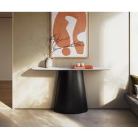 Konsolentisch Edge Boot 140x40 cm Keramik Laminam Statuarietto Weiß Conos Metall Schwarz