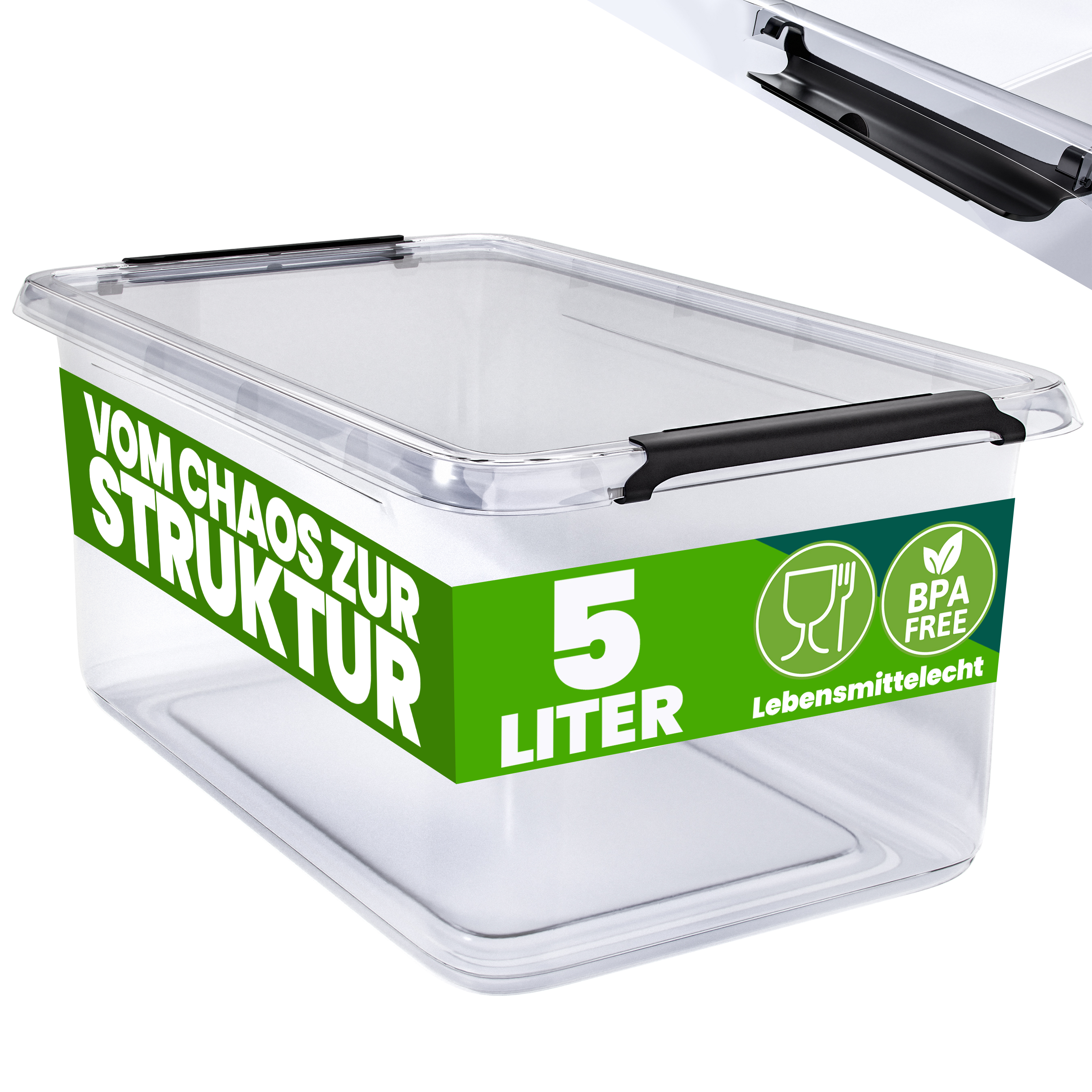 Deuba Aufbewahrungsbox 6er-Set 30x20x12cm 5L transparent stapelbar BPA-frei – Bild 2