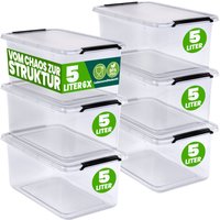Deuba Aufbewahrungsbox 6er-Set 30x20x12cm 5L transparent stapelbar BPA-frei