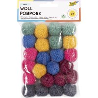 folia Woll-Pompons, Party, 24 Stück, farbig sortiert