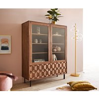 Vitrine Fevo 115x150 cm Akazie Braun L-Fuß