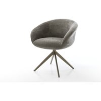 Drehstuhl Vinka-Flex mit Armlehnen Bouclé Soft Schlamm Kreuzgestell breit Effektfinish Titan 360 drehbar Wippfunktion Taschenfederkern – Bild 2