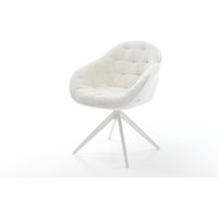 Drehstuhl Gaio-Flex Bouclé Soft Beige Kreuzgestell breit Weiß 360 drehbar Wippfunktion