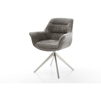 Drehstuhl Kaira-Flex Bouclé Soft Schlamm Kreuzgestell breit Edelstahl 360 drehbar Wippfunktion