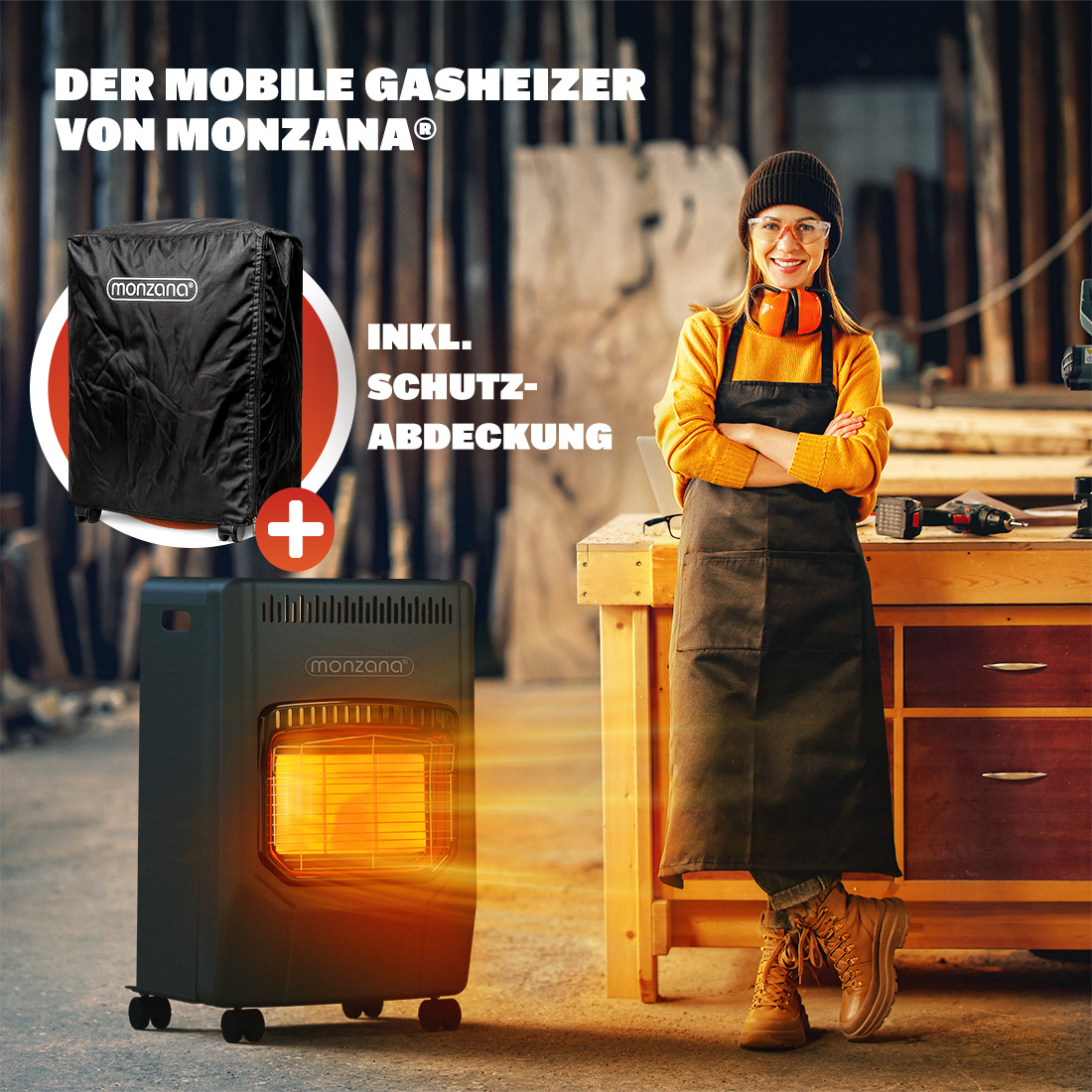 monzana Gasheizstrahler Schwarz 72x38x42cm 4200W – Bild 3