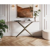 Konsolentisch Edge Boot 140x40 cm Keramik Patagonia Poliert Estelo Metall Effektfinish Titan