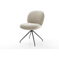 Esszimmerstuhl Nube-Flex Webstoff Soft Beige Kreuzgestell konisch Schwarz Taschenfederkern – Bild 2