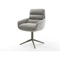 Drehstuhl Abelia-Flex mit Armlehnen Strukturstoff Soft Grau Fußkreuz Effektfinish Titan 360 drehbar Wippfunktion