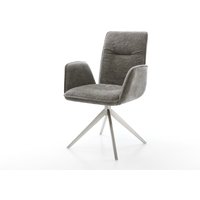 Drehstuhl Vinja-Flex Bouclé Soft Schlamm Kreuzgestell breit Edelstahl 360 drehbar Wippfunktion
