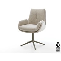 Drehstuhl Clea-Flex Webstoff Soft Beige Fußkreuz Effektfinish Titan 360 drehbar Wippfunktion – Bild 2