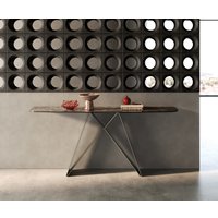 Konsolentisch Edge Boot 180x40 cm Keramik Emperador Extra Lucidato Dunkelbraun Velio Metall Effektfinish Titan