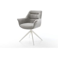 Drehstuhl Kaira-Flex Strukturstoff Soft Grau Kreuzgestell breit Weiß 360 drehbar Wippfunktion