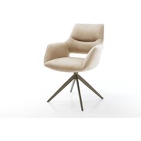 Drehstuhl Yago-Flex mit Armlehnen Mikrofaser Beige Vintage Kreuzgestell breit Effektfinish Titan 360 drehbar Wippfunktion Taschenfederkern