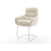 Freischwinger Abelia-Flex mit Armlehnen Plüsch Creme-Weiß Freischwinger flach Weiß