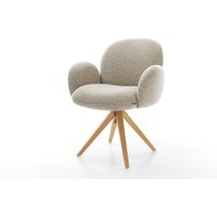 Drehstuhl Nube-Flex mit Armlehnen Webstoff Soft Beige Holzgestell kantig Natur 360 drehbar Taschenfederkern – Bild 2
