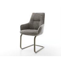 Freischwinger Zelia-Flex mit Armlehnen Bouclé Soft Schlamm Freischwinger flach Schwarz Taschenfederkern