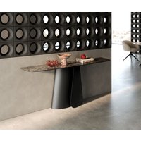 Konsolentisch Edge Boot 180x40 cm Keramik Emperador Extra Lucidato Dunkelbraun Livos Metall Schwarz