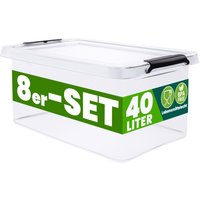 Deuba Aufbewahrungsbox 8er-Set 58x39x26cm 40L transparent stapelbar BPA-frei