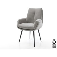 Esszimmerstuhl Clea-Flex Strukturstoff Soft Grau 4-Fuß konisch Schwarz