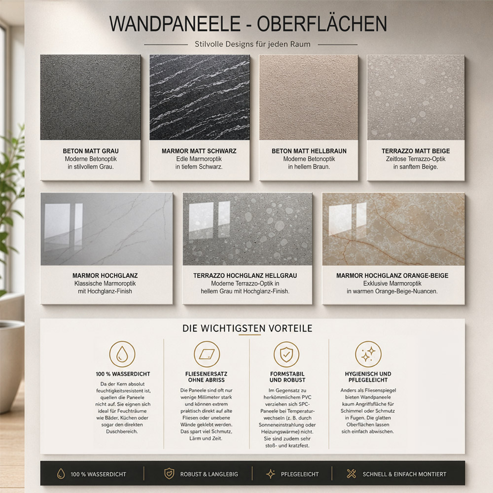 SPC Wandpaneele EDA 2er Set 244x120 cm Marmor Schwarz Matt – Bild 3