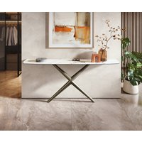 Konsolentisch Edge Boot 180x40 cm Keramik Calacatta Luxe Weiß-Gold-Grau Estelo Metall Effektfinish Titan