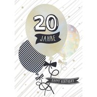 CACTUS Geburtstagskarte, Luftballon, - 20. Geburtstag