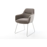 Esszimmerstuhl Pejo-Flex Strukturstoff Soft Taupe Kufengestell Edelstahl Taschenfederkern
