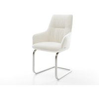 Freischwinger Zelia-Flex mit Armlehnen Bouclé Soft Beige Freischwinger flach Edelstahl Taschenfederkern