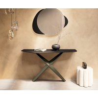 Konsolentisch Edge Polygonal 140x50 cm Keramik Laminam Noir Desir Braun Zentharo Metall Effektfinish Titan