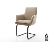 Freischwinger Heira-Flex mit Armlehnen Materialmix Schlamm Freischwinger flach Schwarz Taschenfederkern