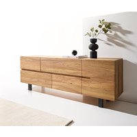 Sideboard Tiamar 180 cm Ulme Natur 1 Tür 4 Schubfächer Fuß Vierkant Metall Schwarz