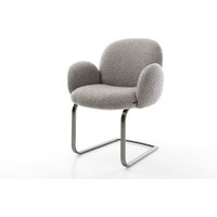 Freischwinger Nube-Flex mit Armlehnen Bouclé Silbergrau Freischwinger flach Graphit Taschenfederkern
