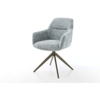 Drehstuhl Pejo-Flex Chenille Pastellblau Kreuzgestell breit Effektfinish Titan 360 drehbar Wippfunktion Taschenfederkern