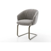 Freischwinger Caja-Flex mit Armlehnen Bouclé Silbergrau Freischwinger flach Effektfinish Titan Taschenfederkern