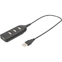 DIGITUS USB 2.0 Hub, 4-Port, Kabellänge: 300 mm, schwarz